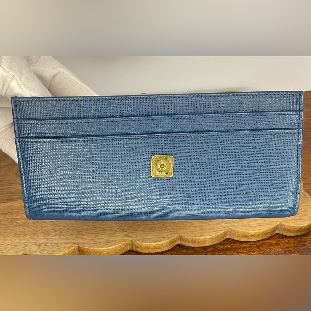 Fendi 2Jours Envelope Continental Wallet in Blush Pink and Blue Leather - Picture 10 of 15